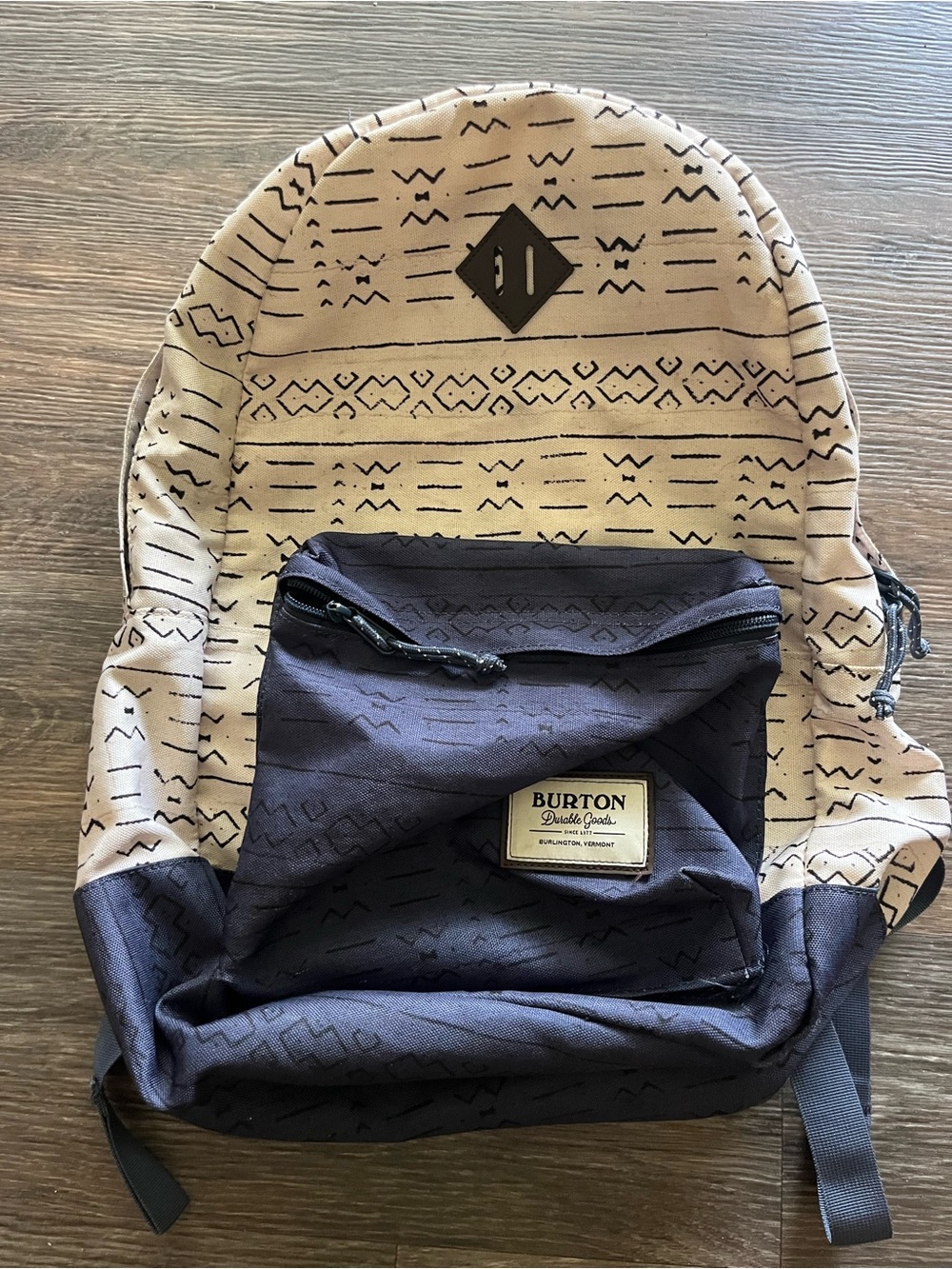 Burton Two-Tone Beige and navyPatterned Backpack